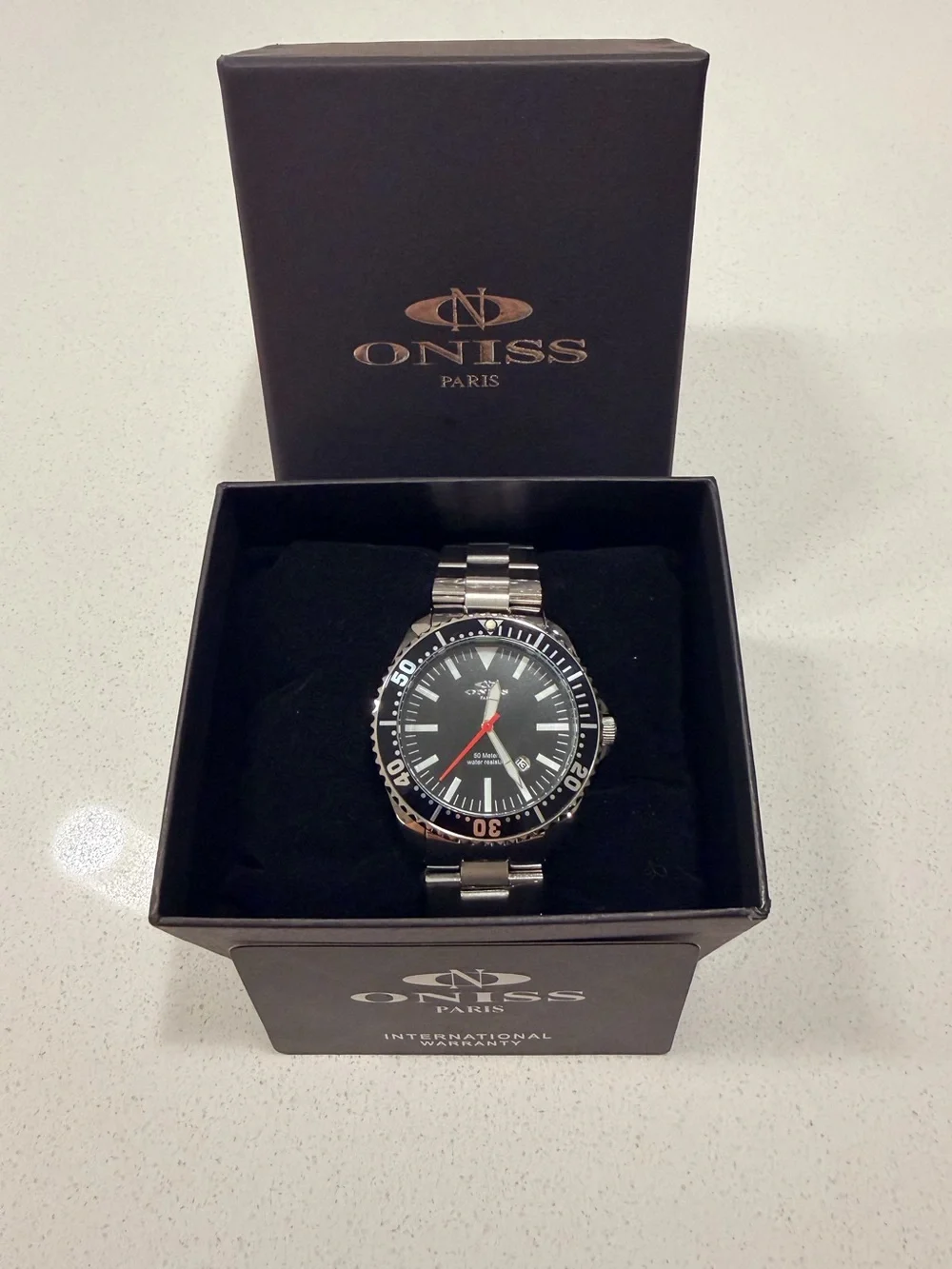 Oniss Paris Men's Stainless Steel Dive Watch - Black Dial